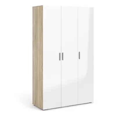 (Oak with White High Gloss) Pepe Wardrobe with doors