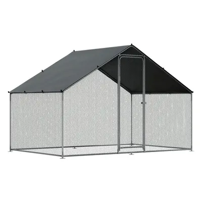 Walk-In Galvanized Steel Chicken Run with Roof Cover & PVC Coated Chicken Wire x x 2m