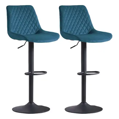 (TEAL) 2Pcs Bar Stools Velvet Swivel Chairs Kitchen