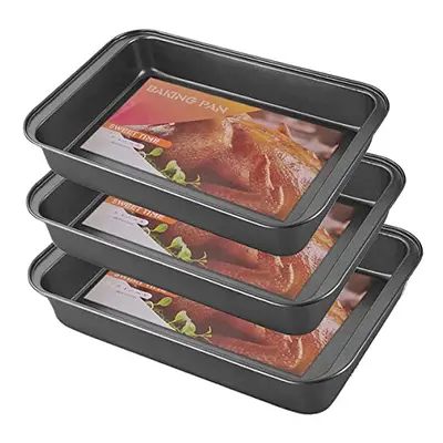 3PCS Non Stick Deep Oven Baking Trays Set, Roasting Tray Set Carbon Steel Oven Baking Tins Trays