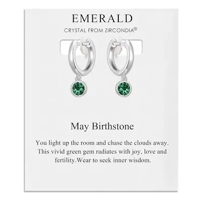 Philip Jones May Birthstone Hoop Earrings Created with Emerald Zircondia? Crystals