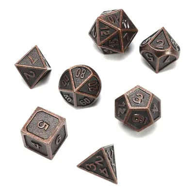 Solid Metal Polyhedral Dice Antique Color Role Playing RPG Gadget Set With Bag