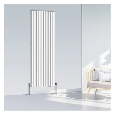 (1800x590mm Single, White) NRG Oval Column Designer Radiator Horizontal Vertical Central Heating