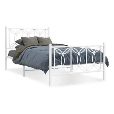 (white, x cm/ with headboard & footboard) vidaXL Metal Bed Frame with Headboard Home Bed Base Be