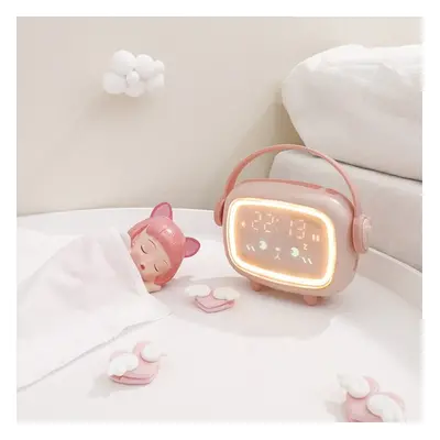 (Pink) Time Angel Alarm Clock Multi-function LED Digital Clock Children's Creative Electronic Sm