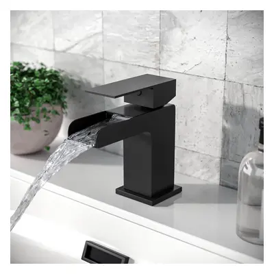 Nes Home Matt Black Waterfall Waterfall Cloakroom Basin Mono Mixer