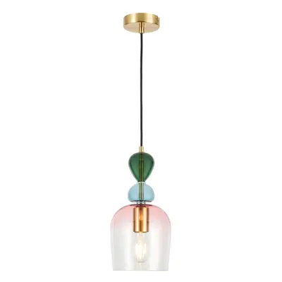 Visconte Vietri Pendant Light with Multi Coloured Glass Shades Brass