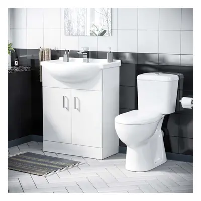 650 mm Basin Vanity Sink Unit & Back To Wall Toilet Suite | Memphis