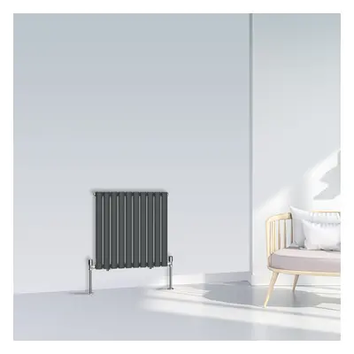 (600x590mm Single, Anthracite) NRG Oval Column Designer Radiator Horizontal Vertical Central Hea