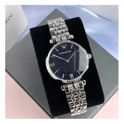 EMPORIO ARMANI AR11091 WOMENS WATCH SILVER STRAP BLUE DIAL SILVER CASE