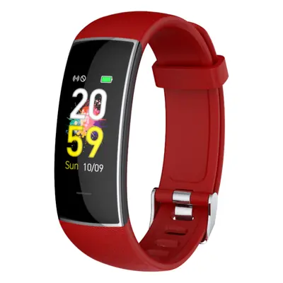 (Red) Bluetooth 5.0 Wristband Heart Rate Blood Pressure Monitor USB Charging Music Camera Contro