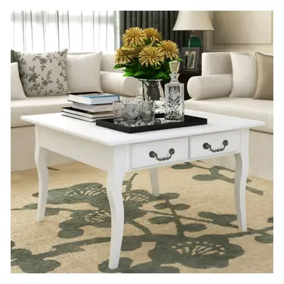 vidaXL Coffee Table with Drawers White Living Room Furniture Telephone Stand