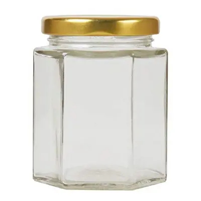 196ml/8oz Pack of Hexagonal Jam Jars with Lids, Glass Storage Honey Jars Pickles Chutneys with S