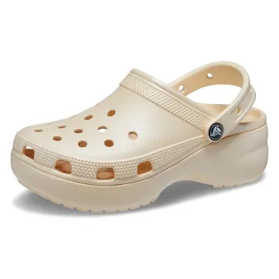 Crocs Women's Classic Platform Glitter Clog Vanilla