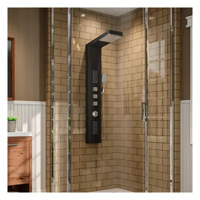 Modern Black Thermostatic Shower Tower Panel