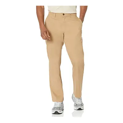 Mens Relaxed-Fit casual Stretch Pant, Dark Khaki Brown, 42W x 30L