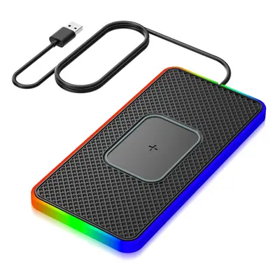 (USB) RGB Fast Wireless Charger for Qi Phones: iPhone 15/14/13, Mate60 Pro, AirPods. Includes 1M