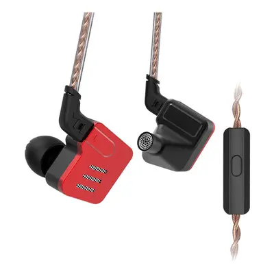 (Black + Red, With-Microphone) Earphone 5BA Balanced Armature Driver 3.5mm In-ear Monitor Bass H