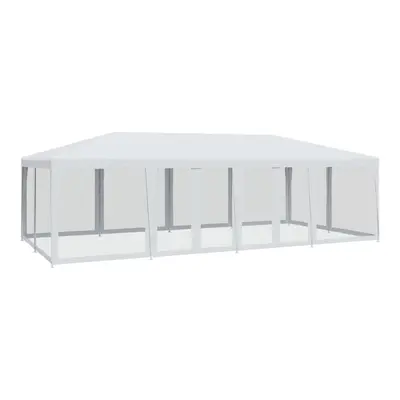 vidaXL Party Tent with Mesh Sidewalls Gazebo Canopy Marquee White HDPE