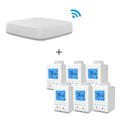 Smart Wireless Gateway HUB+6pcs Thermostat Heater Temperature Controller TRV Thermostatic Radiat