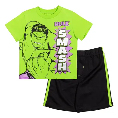 Marvel Avengers Hulk Toddler Boys Graphic T-Shirt Mesh Shorts Outfit Set 2T