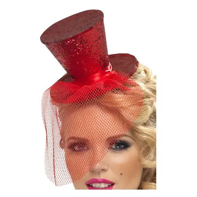 Smiffy's Fever Mini Top Hat On Headband - Red