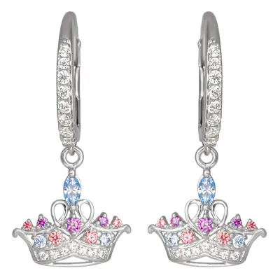 Disney Princess Sterling Silver Cubic Zirconia Jeweled Tiara Leverback