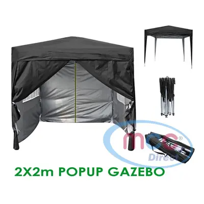 (Black) MCC Pop-up Gazebo 2m x 2m With Sides