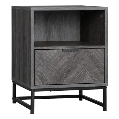 HOMCOM Bedside Table, Sofa Side Table W/ Drawer and Shelf Living Room, Bedroom