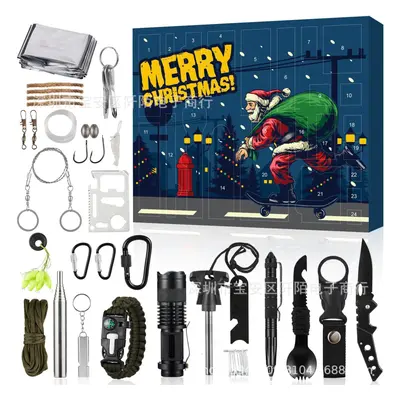 2024 New Survival Kit Advent Calendar Outdoor Blind Box Outdoor Enthusiast Christmas Blind Box T