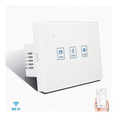 (White) WiFi Curtain Touch Wall Switch Crystal Panel Electric Motorized Blinds Smart Switch Tuya