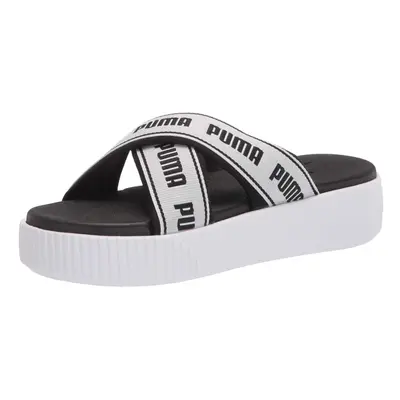 PUMA Women's Platform Slide Sandal White Black 8.5