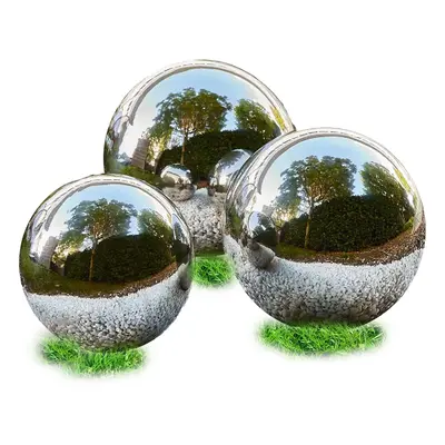 AAMEN Stainless Steel Gazing Balls Set of 3, Garden Ornaments Outdoor