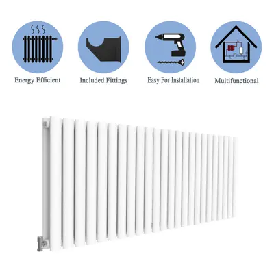 (Double, 600x1416mm) White Single/Double Oval Column Radiator