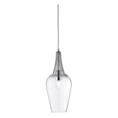 Single Modern Pendant In Chrome w/ Clear Glass