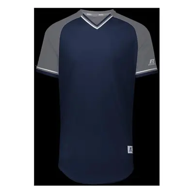 Russell R01X3B.06R.S Youth Classic V-Neck Jersey - Navy, Steel & White - Small