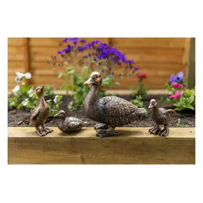 4x Cute Duck Ornaments Duck Family, Garden Bronze Effect Decorations