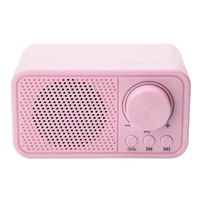 (Pink) Bluetooth 5.0 Portable Mini FM Radio Receiver Speaker MP3 Player Support TF Card USB Wate