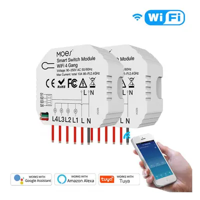 (2pcs) WiFi Smart Light Switch 1/2 Way Wireless Module App Remote Timer Switch On-off Device Wor