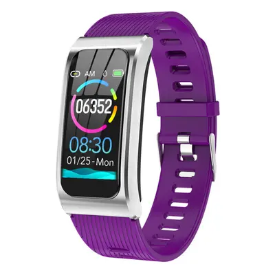 (Purple) 1.14' Blood Pressure O2 Fitness Tracker Large Battery Message View Stopwatch Smart Watc