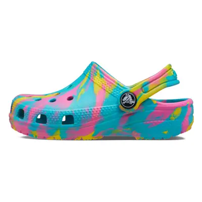 Crocs Kids' Classic Marbled Tie Dye Clog Digital Aqua/Multi Litt