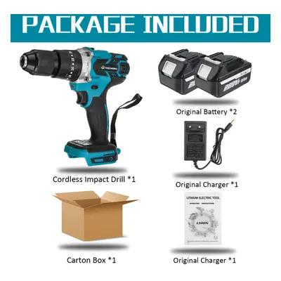 (Two Batteries Carton Box) In Cordless Electric Impact Drill Driver Brushless Driver Drill Hamme