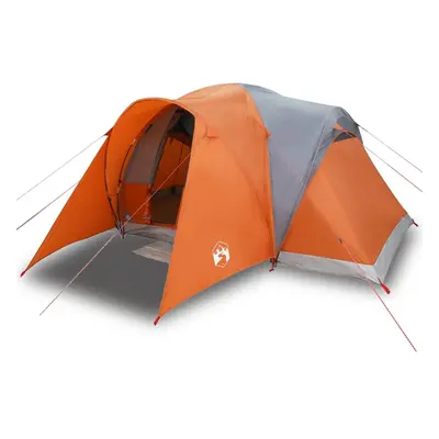 (grey and orange) vidaXL Family Tent Dome 6-Person Camping Tent Lightweight Tent Waterproof