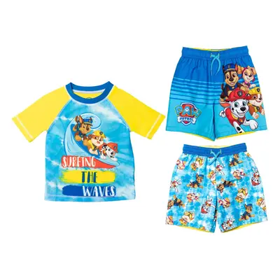 Paw Patrol Chase Marshall Rubble Toddler Boys Rash Guard Swim Trunks