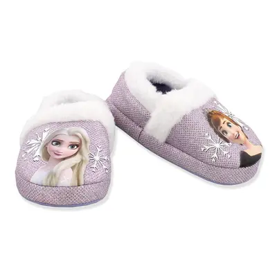 Disney Frozen Elsa Anna Girls Toddler Plush A-Line Slippers (Purple