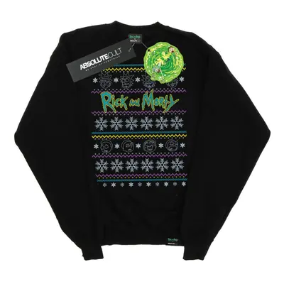 (3XL, Black) Rick And Morty Mens Christmas Faces Sweatshirt