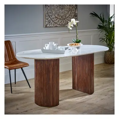 Luxor Mango Wood Dining Table 170Cm With Marble Top