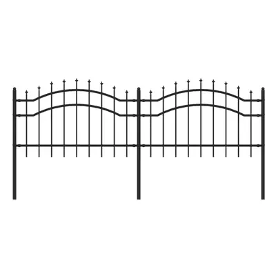 (115 cm) vidaXL Garden Fence with Spear Top Black Powder-coated Steel Fence Multi Sizes