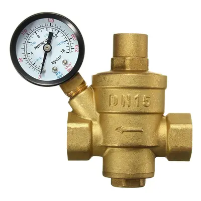 Adjustable DN15 Bspp Brass Water Pressure Reducing Valve with Gauge Flow