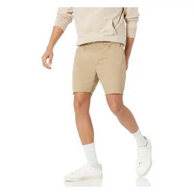 Mens Straight-Fit Inseam Stretch 5-Pocket Shorts, Khaki Brown